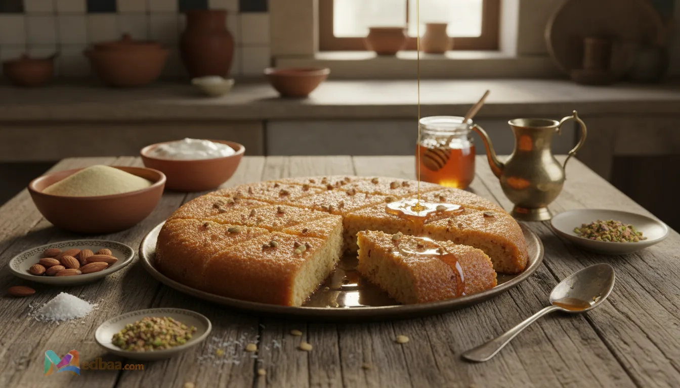 بسبوسة السميد الطرية: سر الوصفة الأصلية مثل المحلات